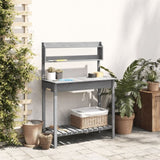 Potting Table with Sink Grey 147.5x44x139.5 cm Solid Wood Fir 156348