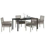 Garden Dining Set with Cushion 5 pcs Grey Poly Rattan 3379880