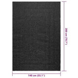 Rug ZIZUR Anthracite 140x200 cm Jute Look Indoor and Outdoor 4010335