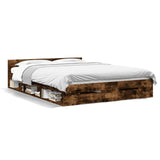 Bed Frame with Drawers without Mattress Smoked Oak 160x200 cm 3280738