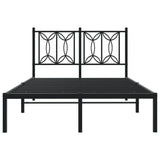 Metal Bed Frame without Mattress with Headboard Black 120x200cm 376126
