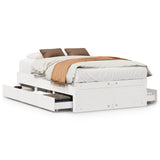 Bed Frame without Mattress with Drawers White 135x190 cm Double Solid Wood Pine 3308820