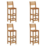 Bar Stool Set of 4 Natural wood Solid acacia wood Standard 310286