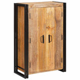 Highboard with Doors Brown Solid Rough Mango Wood and Metal 4104766
