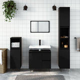 ZNTS 3 Piece Bathroom Furniture Set Black Engineered Wood 3190222