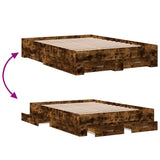 Bed Frame Smoked Oak Engineered Wood, Plywood Double Bed Frame 3280409