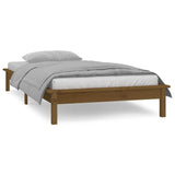 LED Bed Frame without Mattress Honey Brown 90x190 cm Single Solid Wood 820639