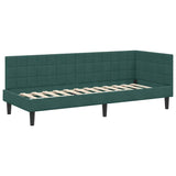 Corner Bed Frame with Headboard Dark green 80 x 200 cm Velvet 42016410