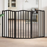 Dog Gate Foldable 3 Panels Black 150 cm Poplar Wood 352222