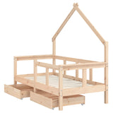 Kids Bed Frame with Drawers 70x140 cm Solid Wood Pine 834540