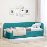 Corner Bed Frame with Headboard Turquoise 80 x 200 cm Velvet 42016521