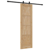 Sliding Door Natural and Black 61 x 198.5 cm Solid Pine Wood 3445503