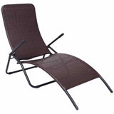 42945 Folding Sun Lounger Poly Rattan Brown