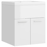Sink Cabinet with Built-in Basin High Gloss White Engineered Wood 3070817