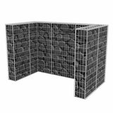 Gabion Double Wheelie Bin Surround Steel 180x100x120 cm 142559