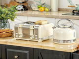 Polished Metal Kettle and Toaster Set - Cream T3398P328324