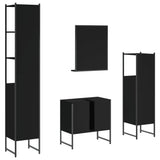 4 Piece Bathroom Cabinet Set Black Engineered Wood 3214354