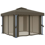 Gazebo with Curtain&LED String Lights 3x3 m Taupe 3070349