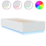 ZNTS Bed Frame with LED without Mattress White 100x200 cm 3209625