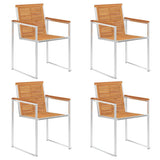 Garden Chairs 4 pcs Solid Acacia Wood and Stainless Steel 3078467