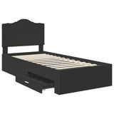 Bed Frame with Headboard Black 70 x 190 cm Engineered Wood 3413667