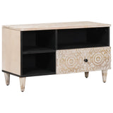TV Cabinet with Drawer White 80 x 33.5 x 46 cm Solid Mango Wood 4018385