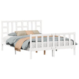 Bed Frame without Mattress White King Size Solid Wood Pine 3191977