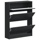 Shoe Cabinet UTRECHT 78 x 24 x 100 cm Engineered Wood Black 897756