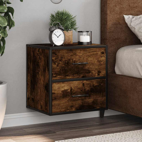 ZNTS Wall-mounted Bedside Cabinet Smoked Oak 40x31x39.5 cm 848728