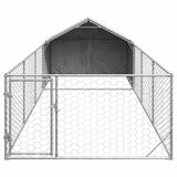 Outdoor Dog Kennel with Run 7x2x1.5 m Galvanised Steel 3329237