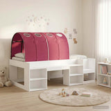 Bed Frame with Tunnel 3 pcs White and Red Engineered Wood 3423633
