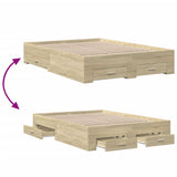 Bed Frame with Drawers without Mattress Sonoma Oak 120x190 cm Small Double 3280414