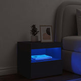 Bedside Cabinet with LED Lights Black 50x40x45 cm 836765