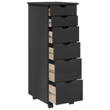 Rolling Cabinet Grey 34 x 39 x 93.5 cm Solid Pine Wood 42028366