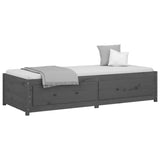 ZNTS Day Bed without Mattress Grey 90x190 cm Single Single Solid Wood Pine 821596