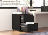2-Drawer Vertical Filing Cabinet with Lock 5 Wheels, Steel Mobile File Cabinet, for A4, Legal T3398P342418