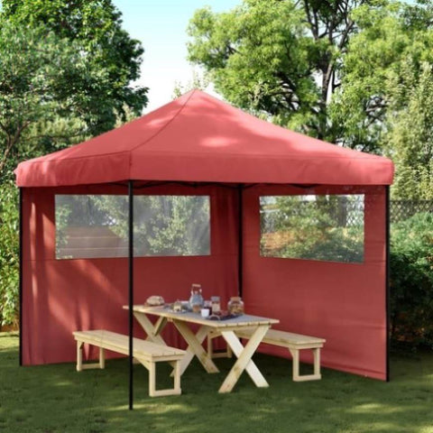 Foldable Party Tent Pop-Up with 2 Sidewalls Burgundy 4004924