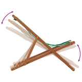 Folding Beach Chair Leaf Pattern Solid Wood Eucalyptus and Fabric 366566