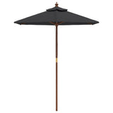 Garden Parasol with Wooden Pole Black 196x231 cm 363165