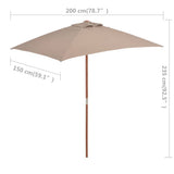 Garden Parasol Taupe Laminated bamboo and hardwood, fabric 44536