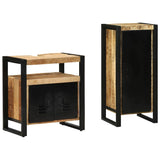 Bathroom Furniture Set with Shelf 2 pcs Brown Solid Mango Wood 3305608