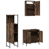3 Piece Bathroom Furniture Set Smoked Oak Engineered Wood 3214822