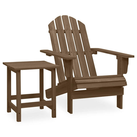 Garden Adirondack Chair with Table Solid Fir Wood Brown 315921