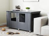 Dog Crate Table for Medium and Large Dogs with Magnetic Door for Indoor Use, 95 x 55 x 75 cm, Grey T3398P376409