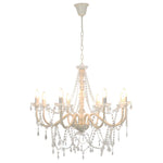 Chandelier with Beads White 8 x E14 Bulbs 281604