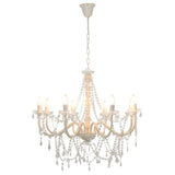 Chandelier with Beads White 8 x E14 Bulbs 281604