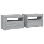 ZNTS Bedside Cabinets 2 pcs with LEDs Grey Sonoma 60x35x40 cm 3144973