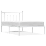 Metal Bed Frame without Mattress with Headboard White 107x203cm 353582