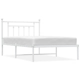 Metal Bed Frame without Mattress with Headboard White 107x203cm 353582