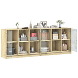 Bookcase with Doors Sonoma Oak 204x37x75 cm Engineered Wood 3206533